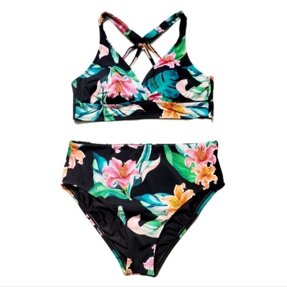 NEXT 2pc Women's M Keoki Palms 25 min Sports Bra Swim Top + High Rise Bikini NWT - Picture 7 of 16